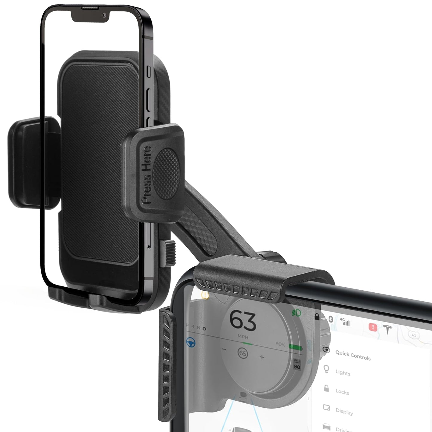 for Tesla Phone Mount, Magsafe Strongest Magnetic Tesla Phone Holder for Tesla Model 3/Model Y/Cybertruck Accessories 2024, No Glue for Car Phone Mount for Tesla with Magnetic Ring Fits for All Phone