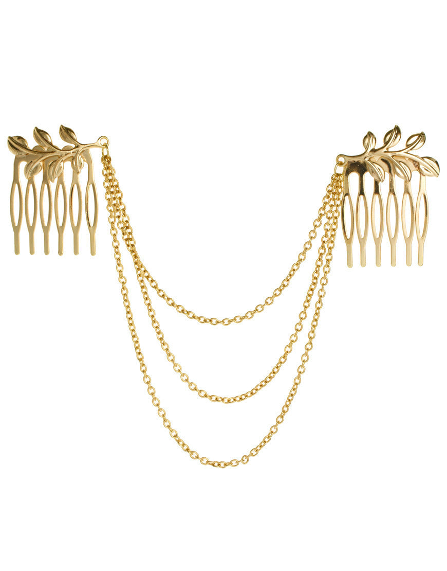 Peine para Cabello con Cadena de Hojas y Borlas Accesorio para el Cabello