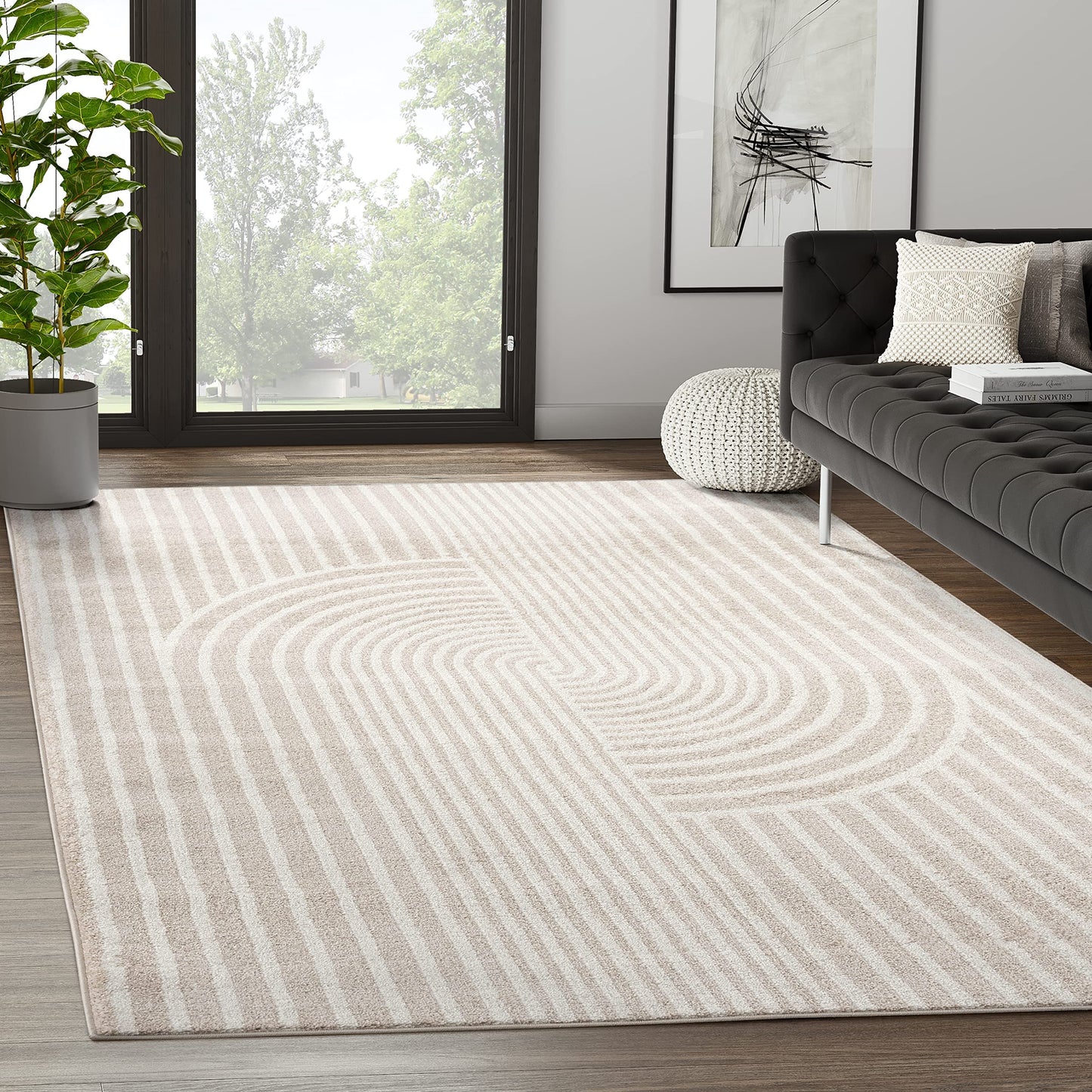 Abani Rugs Nuevo NUE150A Beige Arch Pattern Knot Area Rug (Cream 2 x 3)
