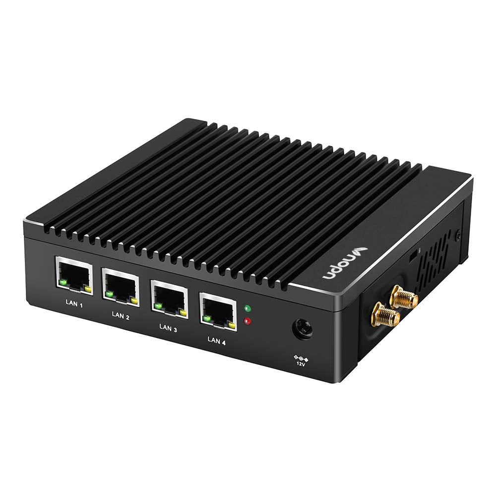 VNOPN Micro Firewall Appliance N3700 Quad Core 2.5GbE Intel 4 Ports Dual HD Fanless Mini PC 8GB DDR3 128GB mSATA SSD Network Router Box RS232 COM Support AES NI/WiFi
